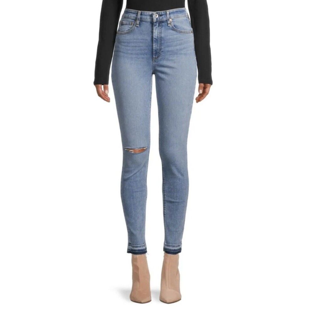 Rag & Bone Nina High-Rise Skinny Jeans Women’s 27 | Distressed Designer Denim‎